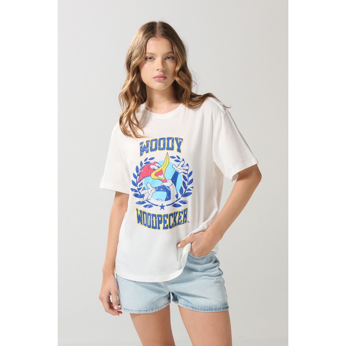 KOAJ - KOAJ Camiseta del Pájaro Loco crema clara manga corta Mujer