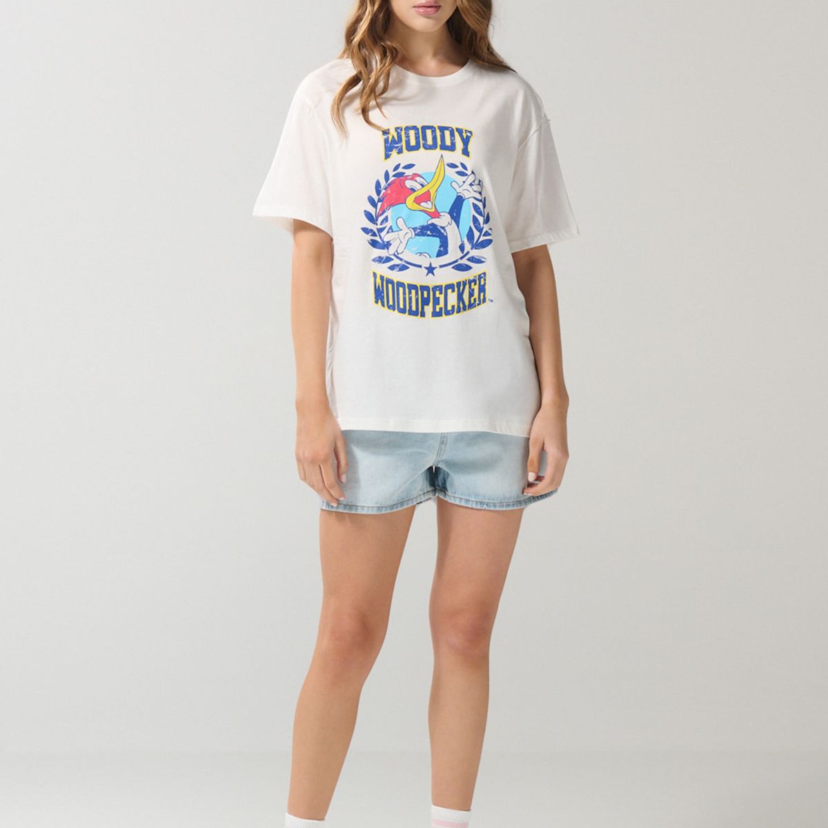 KOAJ - KOAJ Camiseta del Pájaro Loco crema clara manga corta Mujer