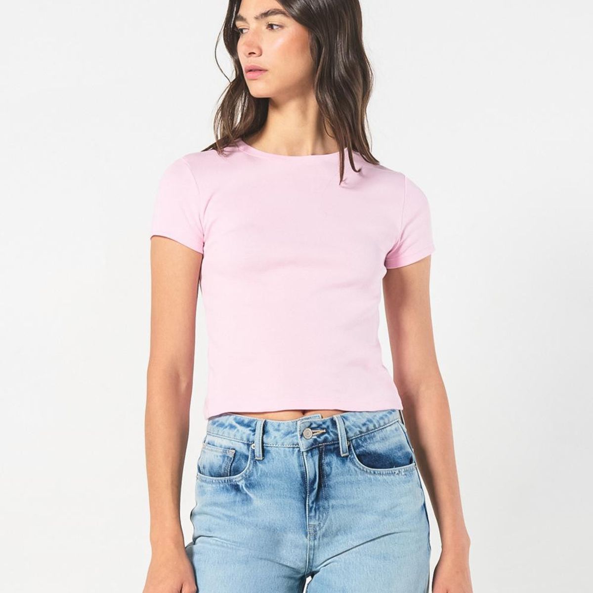 KOAJ - KOAJ Camiseta manga corta unicolor en rib, silueta ajustada. Mujer