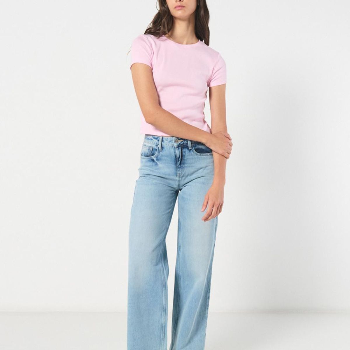 KOAJ - KOAJ Camiseta manga corta unicolor en rib, silueta ajustada. Mujer