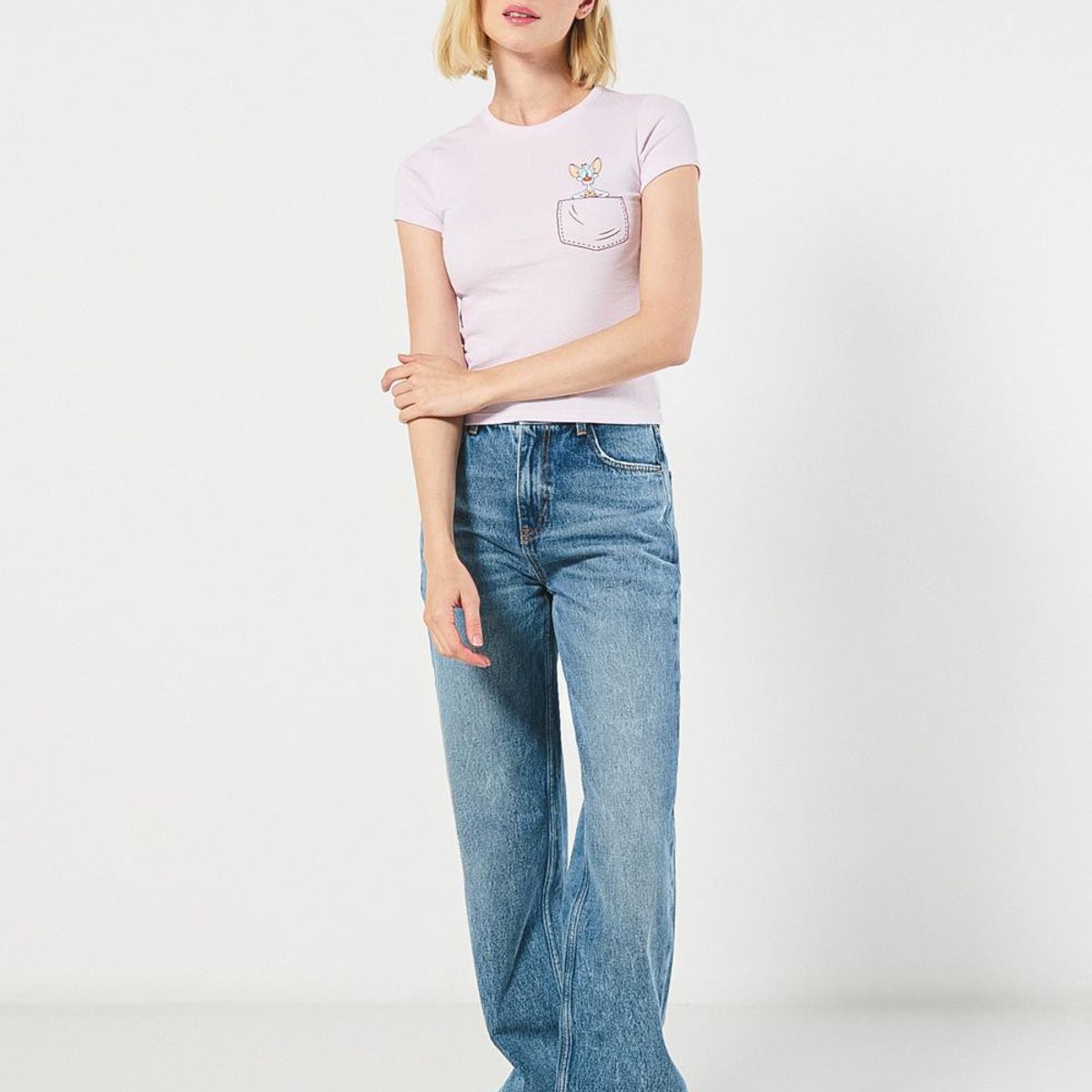 KOAJ - KOAJ Camiseta lila clara en rib manga corta de Pinky y Cere Mujer