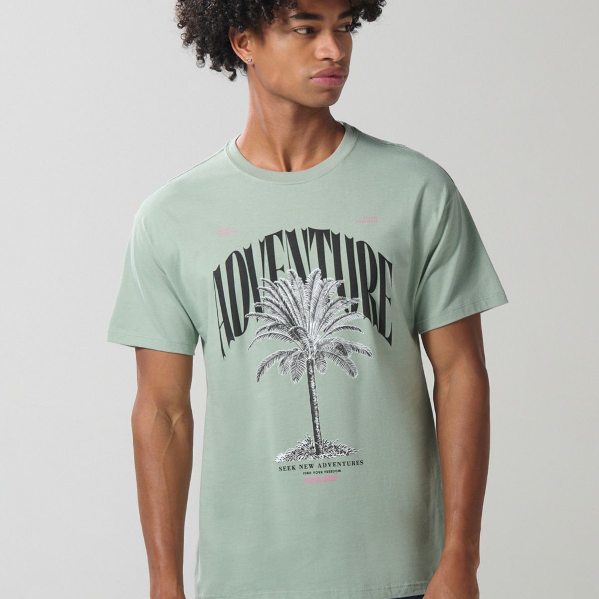 KOAJ - KOAJ Camiseta en algodón unicolor con texto y manga corta Hombre