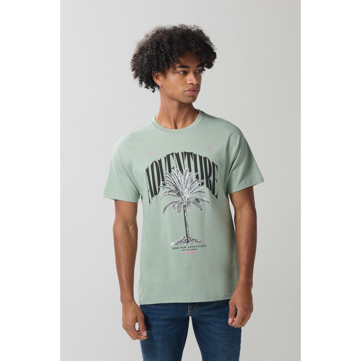 KOAJ - KOAJ Camiseta en algodón unicolor con texto y manga corta Hombre