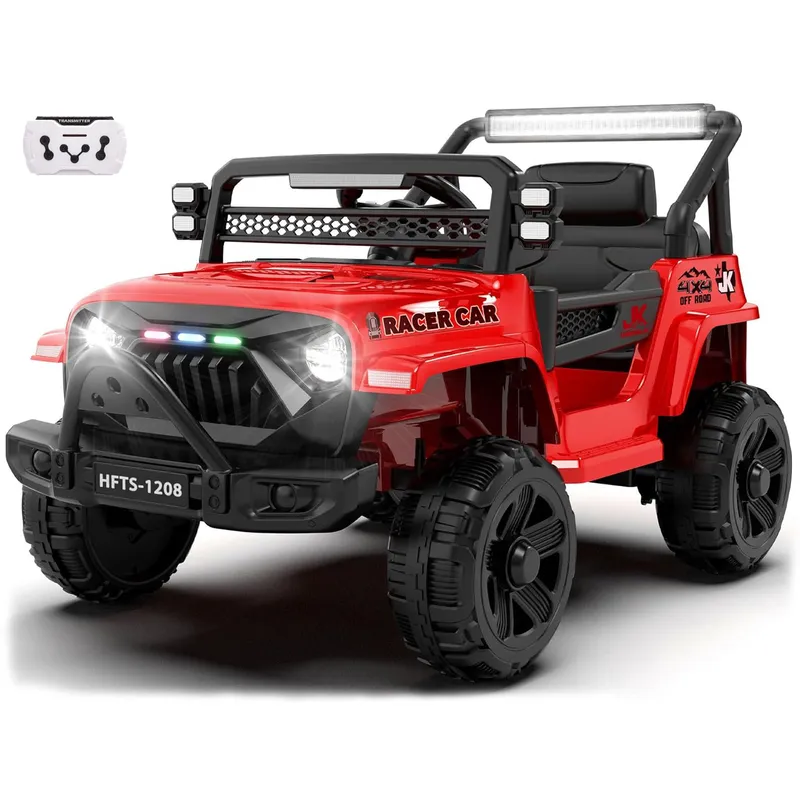 BEBESUNITA - Carro Moto Electricos 4x4 Llanta Caucho 12v Control - Rojo