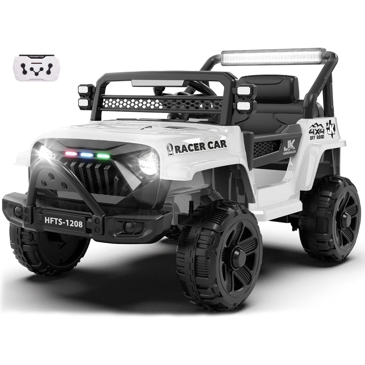 BEBESUNITA - Carro Moto Electricos 4x4 Llanta Caucho 12v Control - Blanco