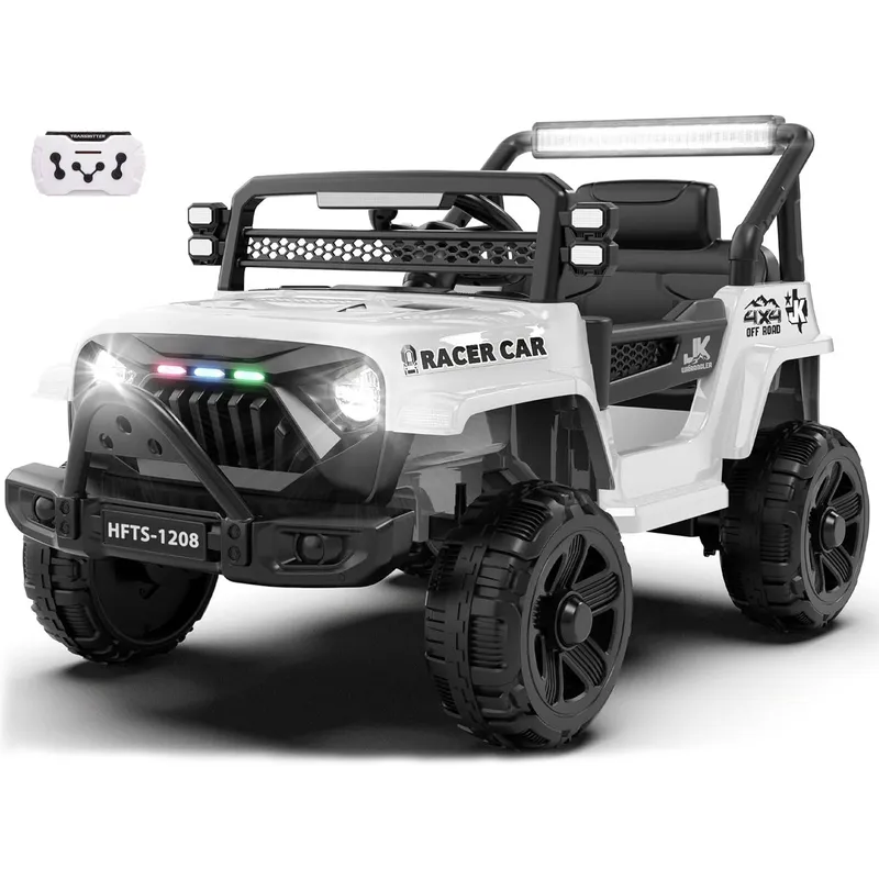 BEBESUNITA - Carro Moto Electricos 4x4 Llanta Caucho 12v Control - Blanco