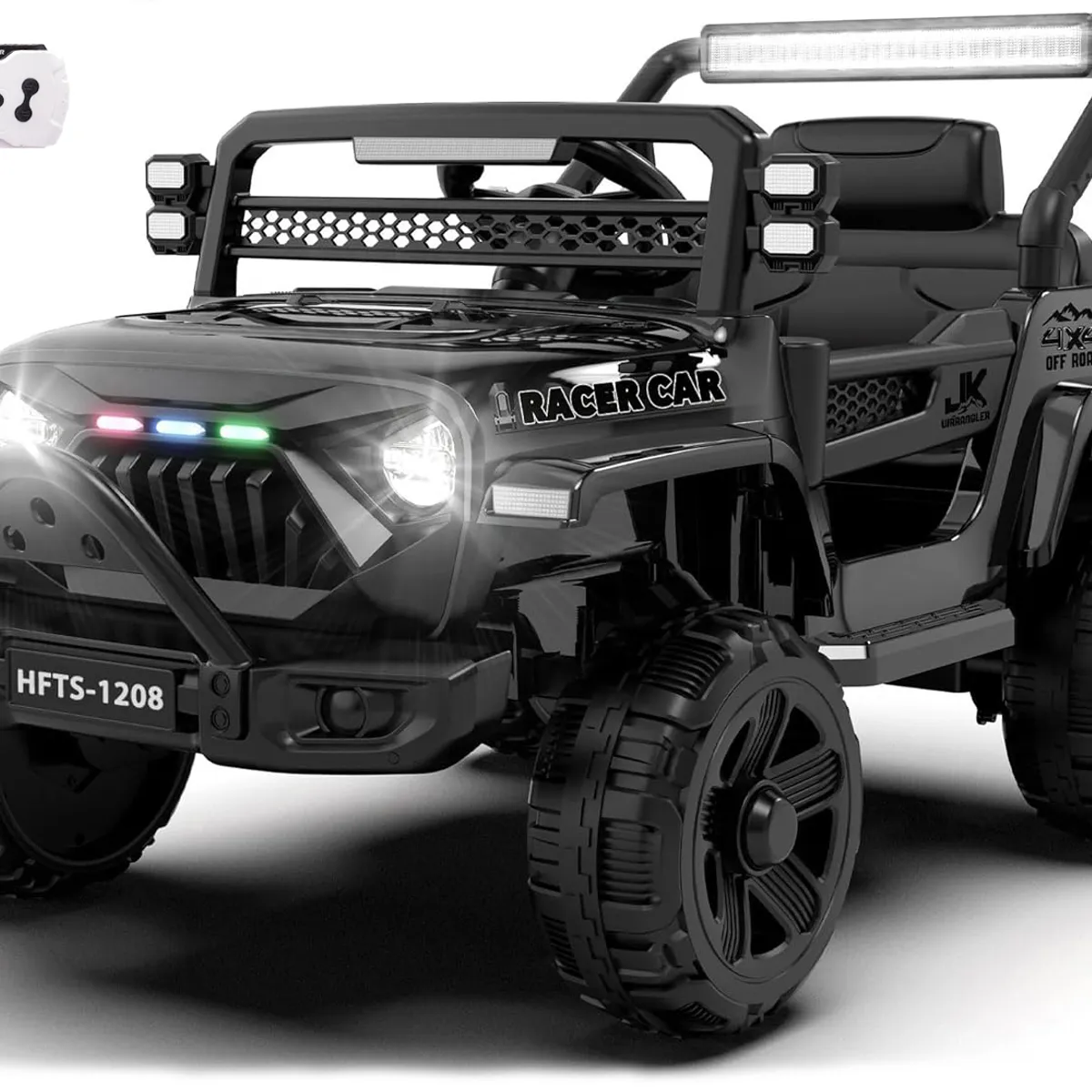 BEBESUNITA - Carro Moto Electricos 4x4 Llanta Caucho 12v Control - Negro