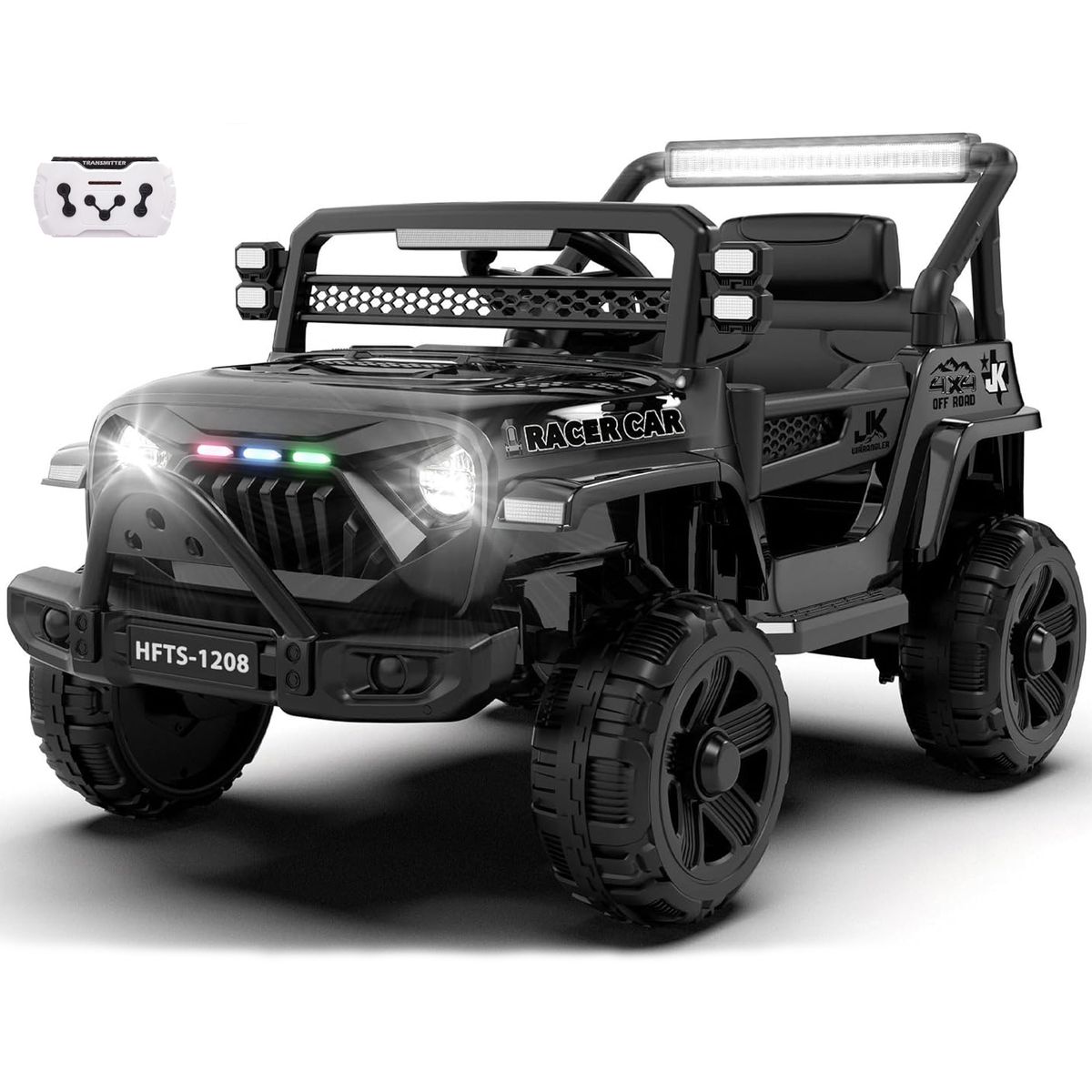 BEBESUNITA - Carro Moto Electricos 4x4 Llanta Caucho 12v Control - Negro
