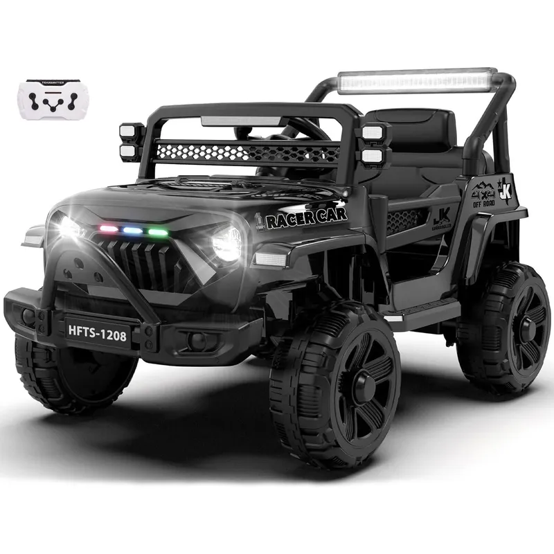 BEBESUNITA - Carro Moto Electricos 4x4 Llanta Caucho 12v Control - Negro