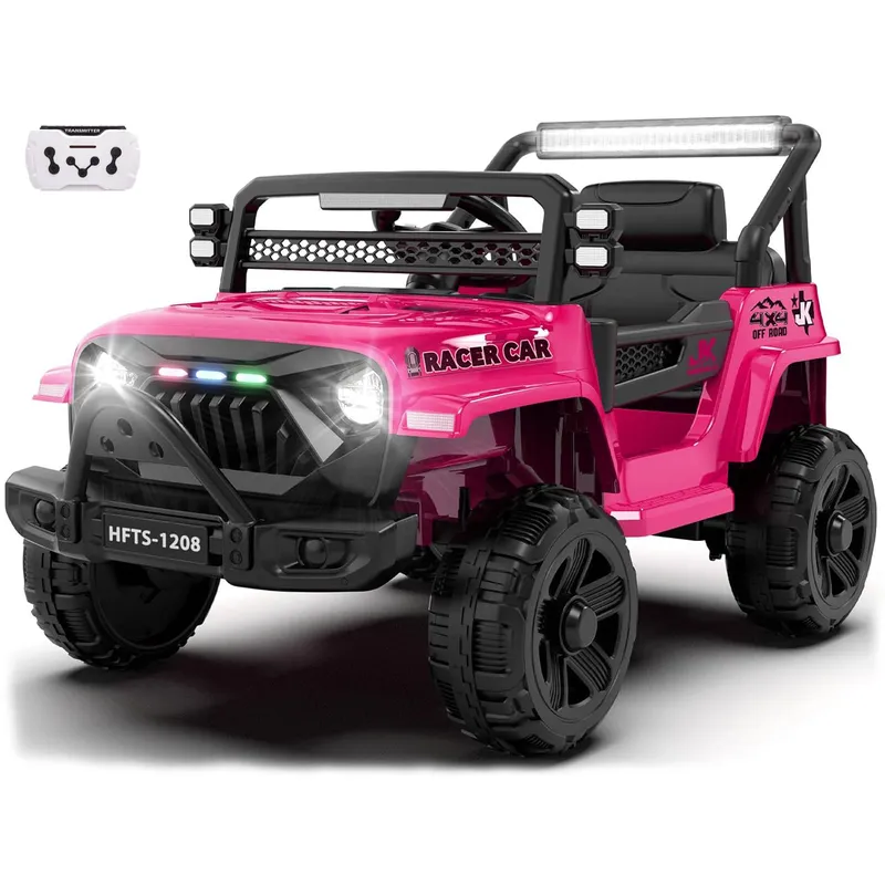 BEBESUNITA - Carro Moto Electricos 4x4 Llanta Caucho 12v Control - Fucsia