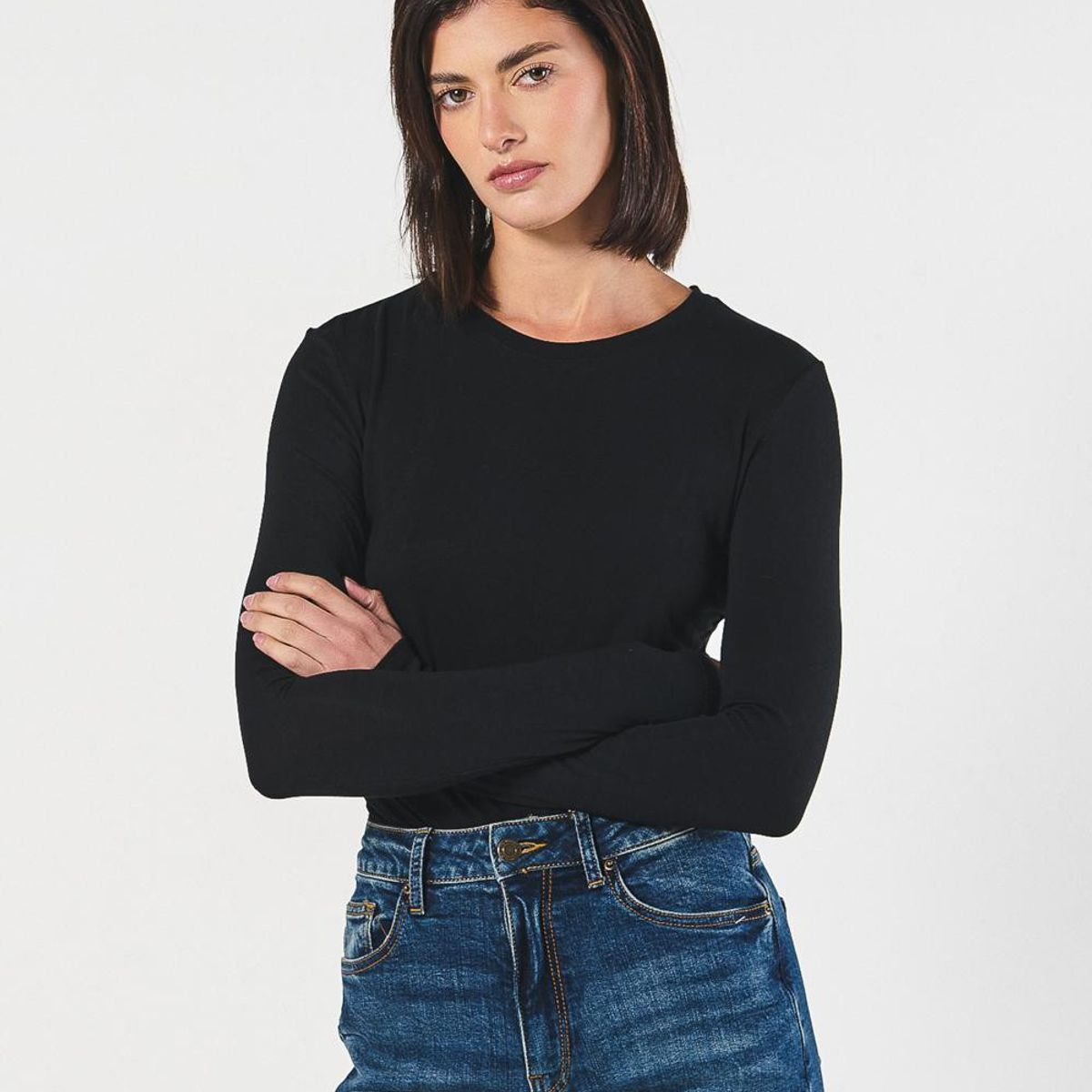 KOAJ - KOAJ Camiseta para mujer unicolor manga larga, silueta ajust Mujer