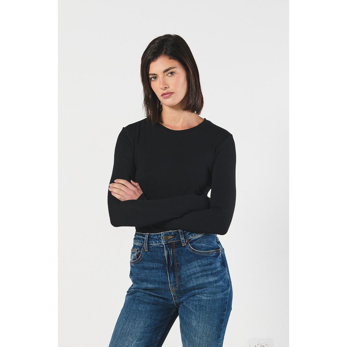 KOAJ - KOAJ Camiseta para mujer unicolor manga larga, silueta ajust Mujer