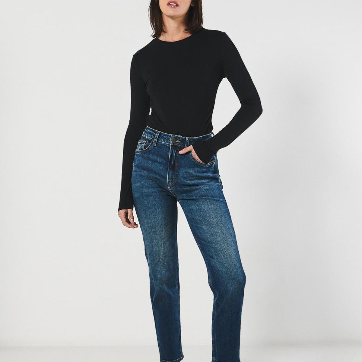 KOAJ - KOAJ Camiseta para mujer unicolor manga larga, silueta ajust Mujer