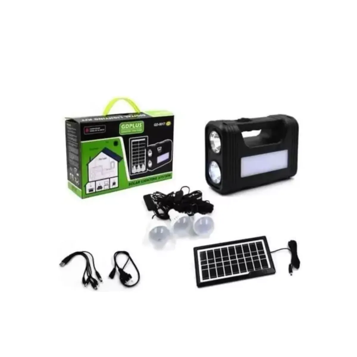 GENERICO - Kit Panel Solar Camping 3 Bombillas Usb Linterna Gdlite