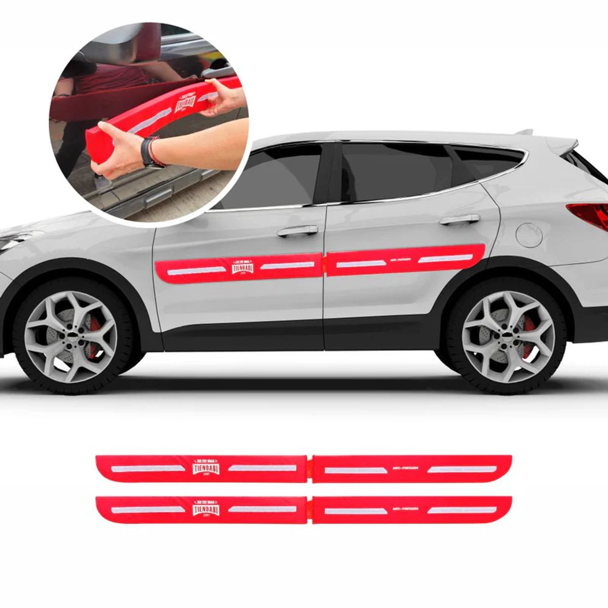 NACIONAL - Antiportazos Protector Puertas Magnético Para Carro 4p Rojo