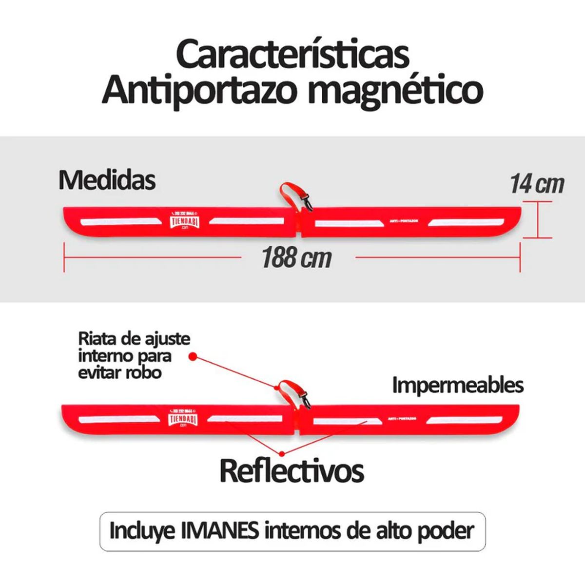 NACIONAL - Antiportazos Protector Puertas Magnético Para Carro 4p Rojo