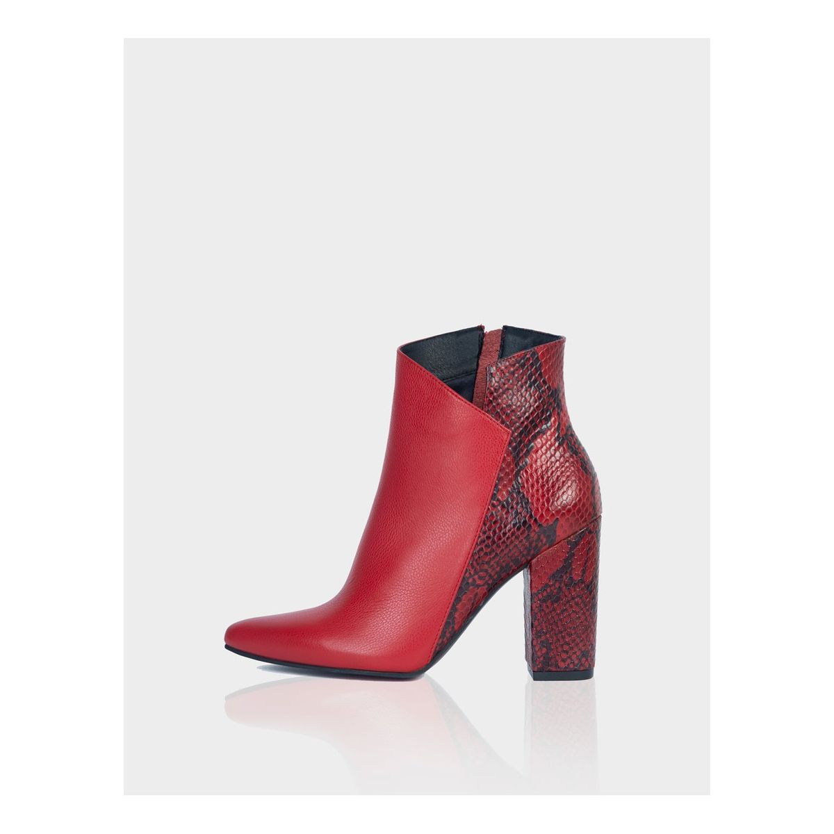 STIVALI - Botin Mahon Cuero Piton x Napa Rojo