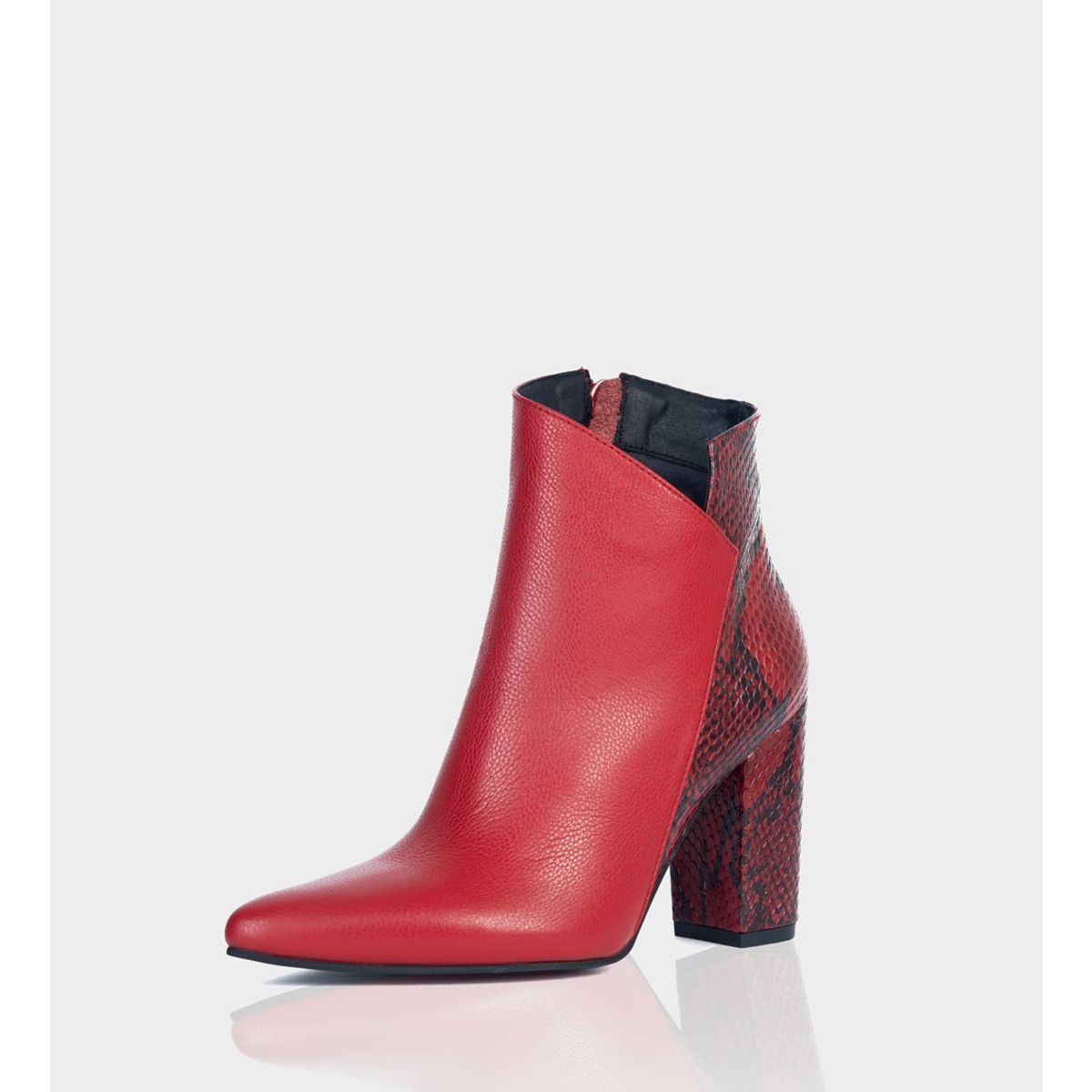 STIVALI - Botin Mahon Cuero Piton x Napa Rojo