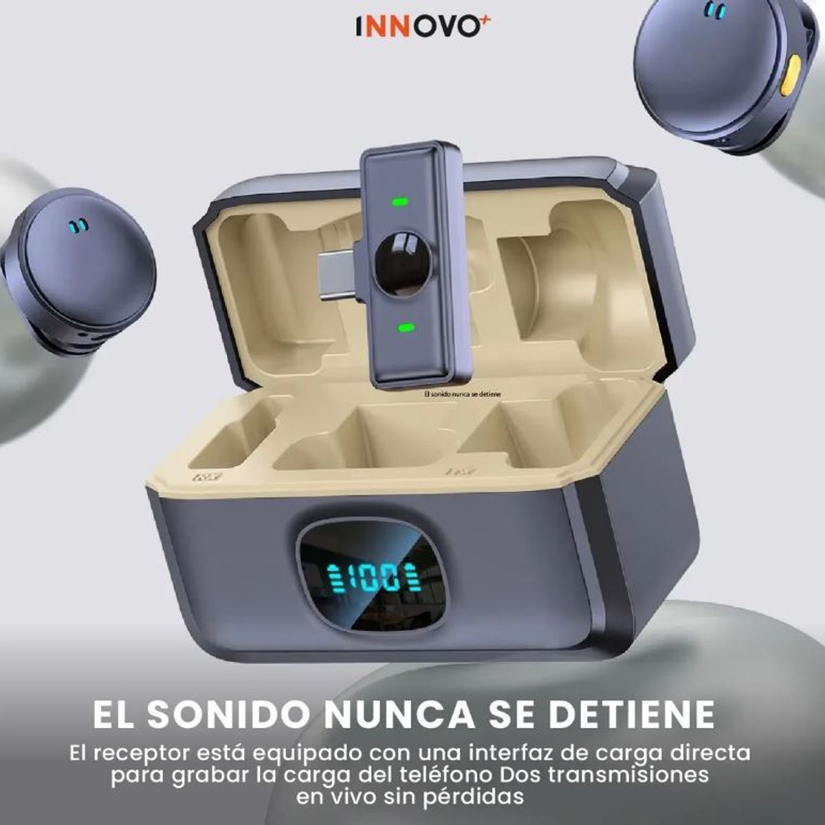 INNOVA - Micrófono Inalámbrico Solapa Magnético Solapa Doble Canal Profesional 40hrs