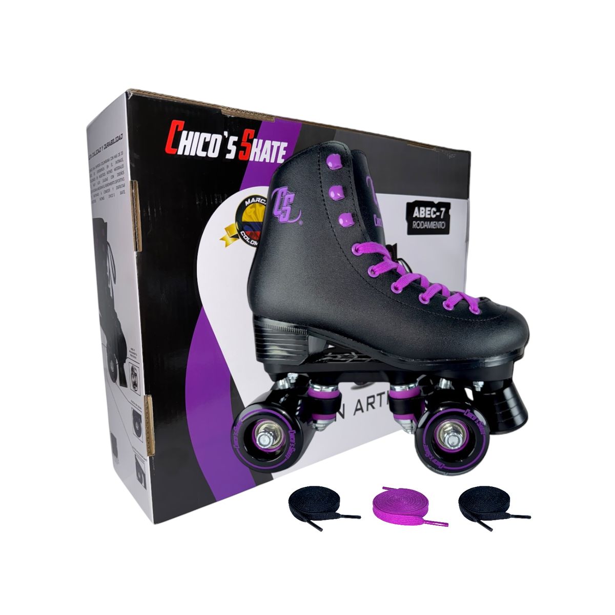 CHICOS - Patines 4 Ruedas Artisticos Roller Skate Polimero Morados 34