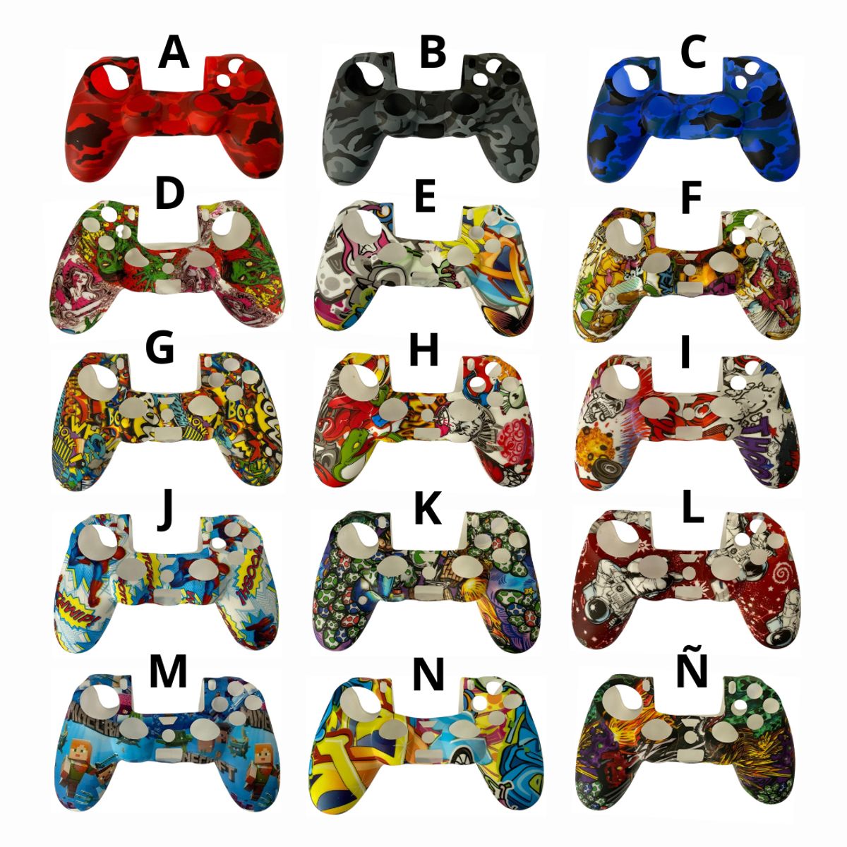 GENERICO - Funda En Silicona De Diseño + 2 Grips Para Control Ps4