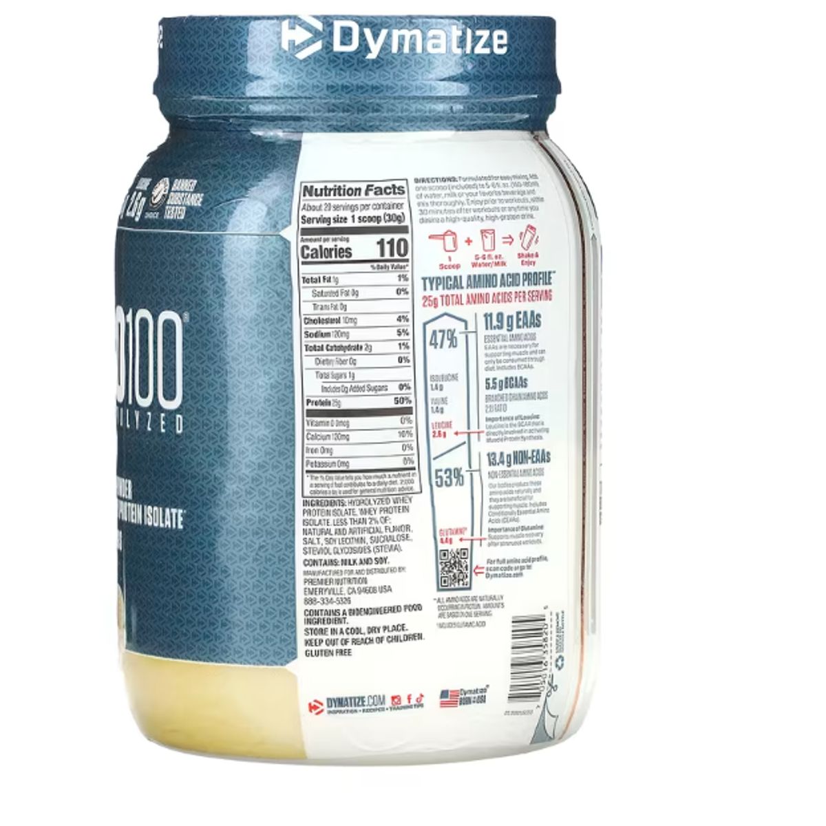 DYMATIZE - ISO100 Dymatize Vainilla 25g de proteina 1lb