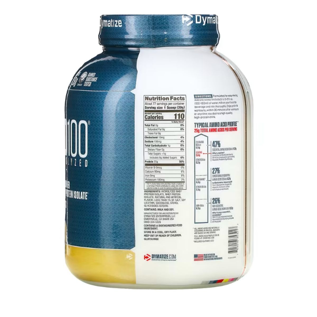 DYMATIZE - ISO100 Dymatize Vainilla 77 servicios 25g de proteina 5LB