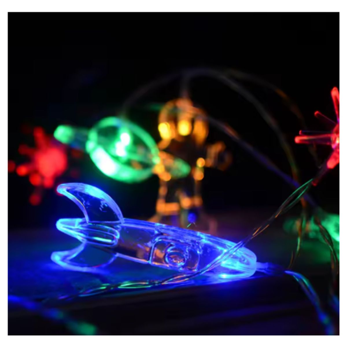 GENERICO - Guirnalda Luces LED Espaciales Astronauta y Cohete Decoración Infantil