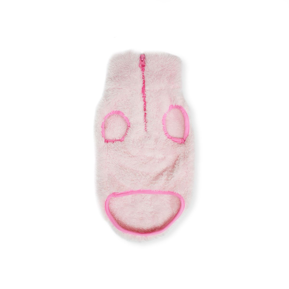 WAWAW - Saco L cuello alto cremallera rosa manga sisa con sesgo licrado rosado