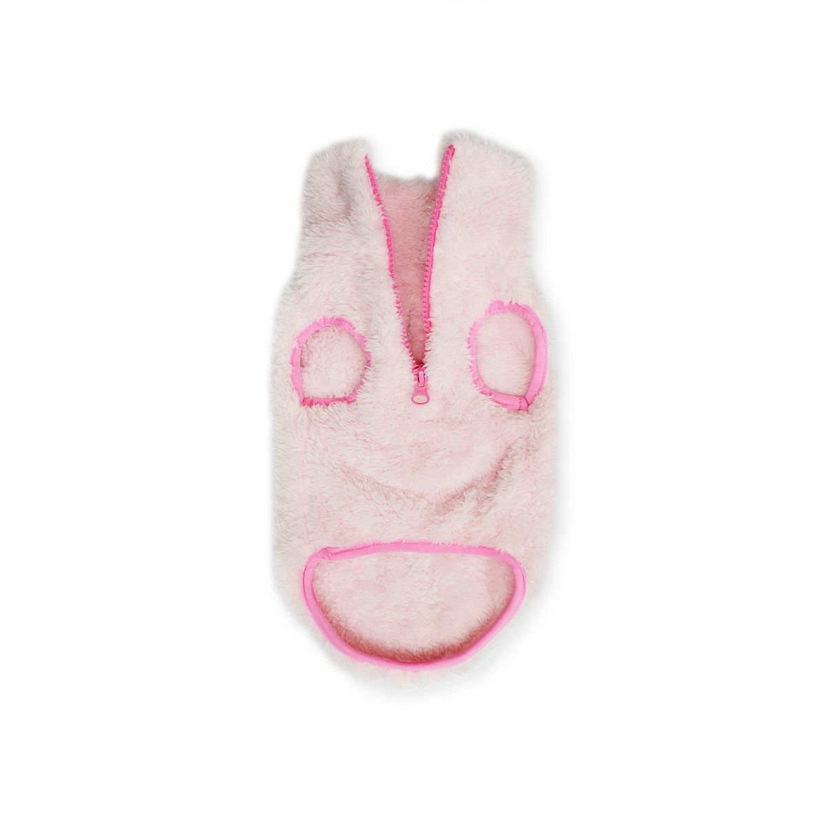 WAWAW - Saco L cuello alto cremallera rosa manga sisa con sesgo licrado rosado