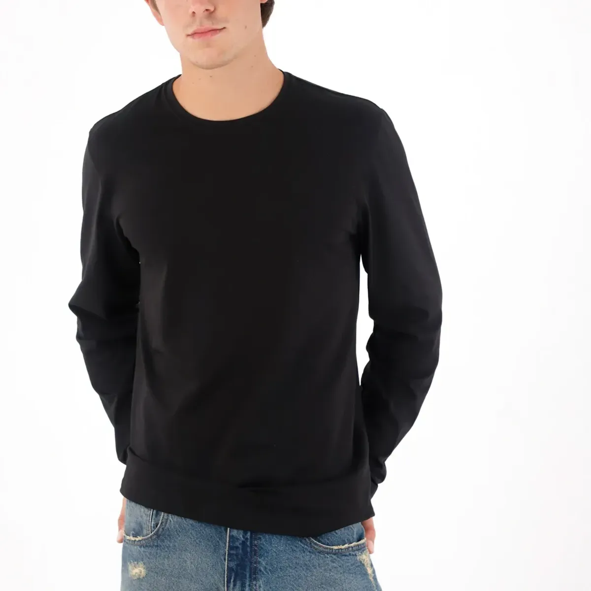TENNIS - Camiseta manga larga negra para hombre