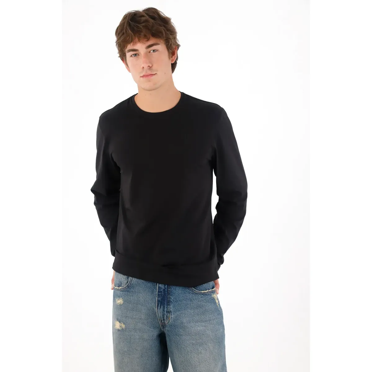 TENNIS - Camiseta manga larga negra para hombre