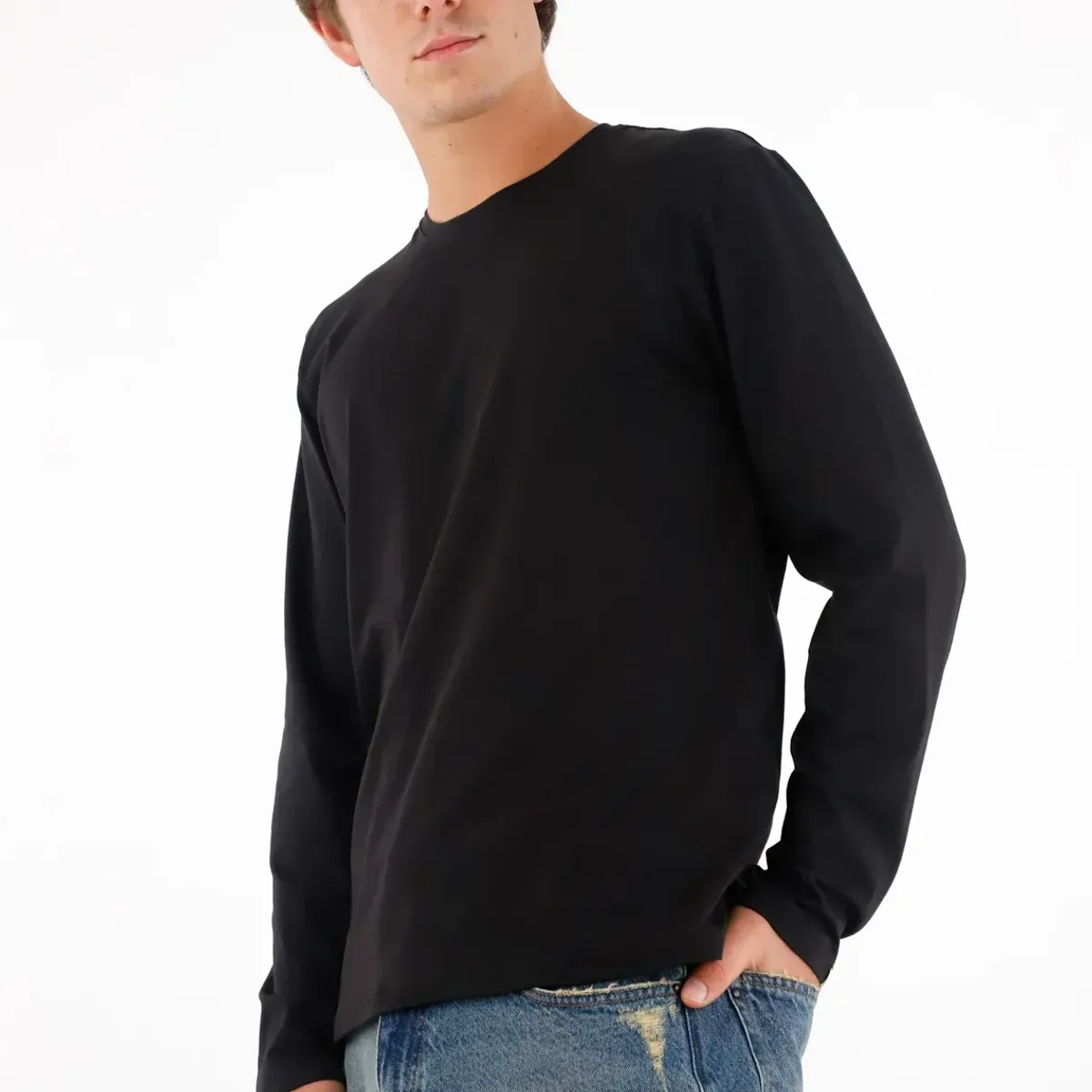TENNIS - Camiseta manga larga negra para hombre