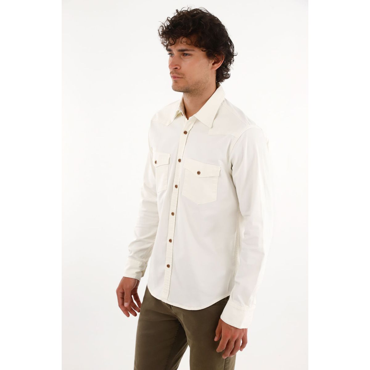 TENNIS - Camisa en dril con bolsillos crudo para hombre