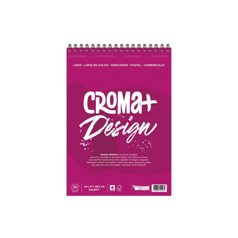 ICOPEL - Bitácora Argollada Croma+ Design 140 Gr A4 X 25 Hojas Icopel