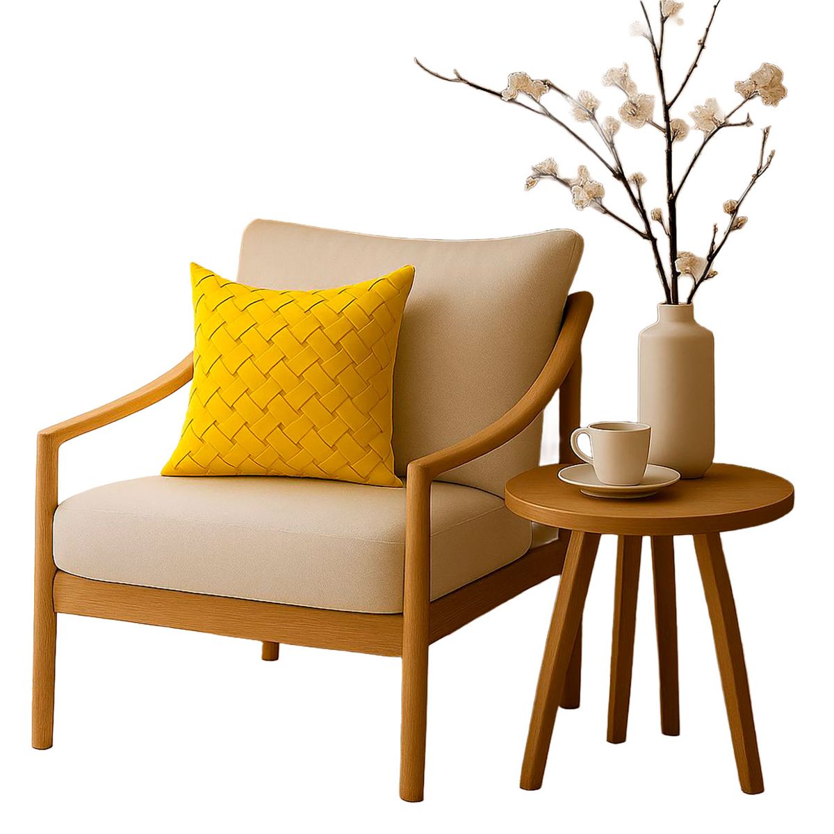 HOMETEX - COJIN TRENZADO AMARILLO