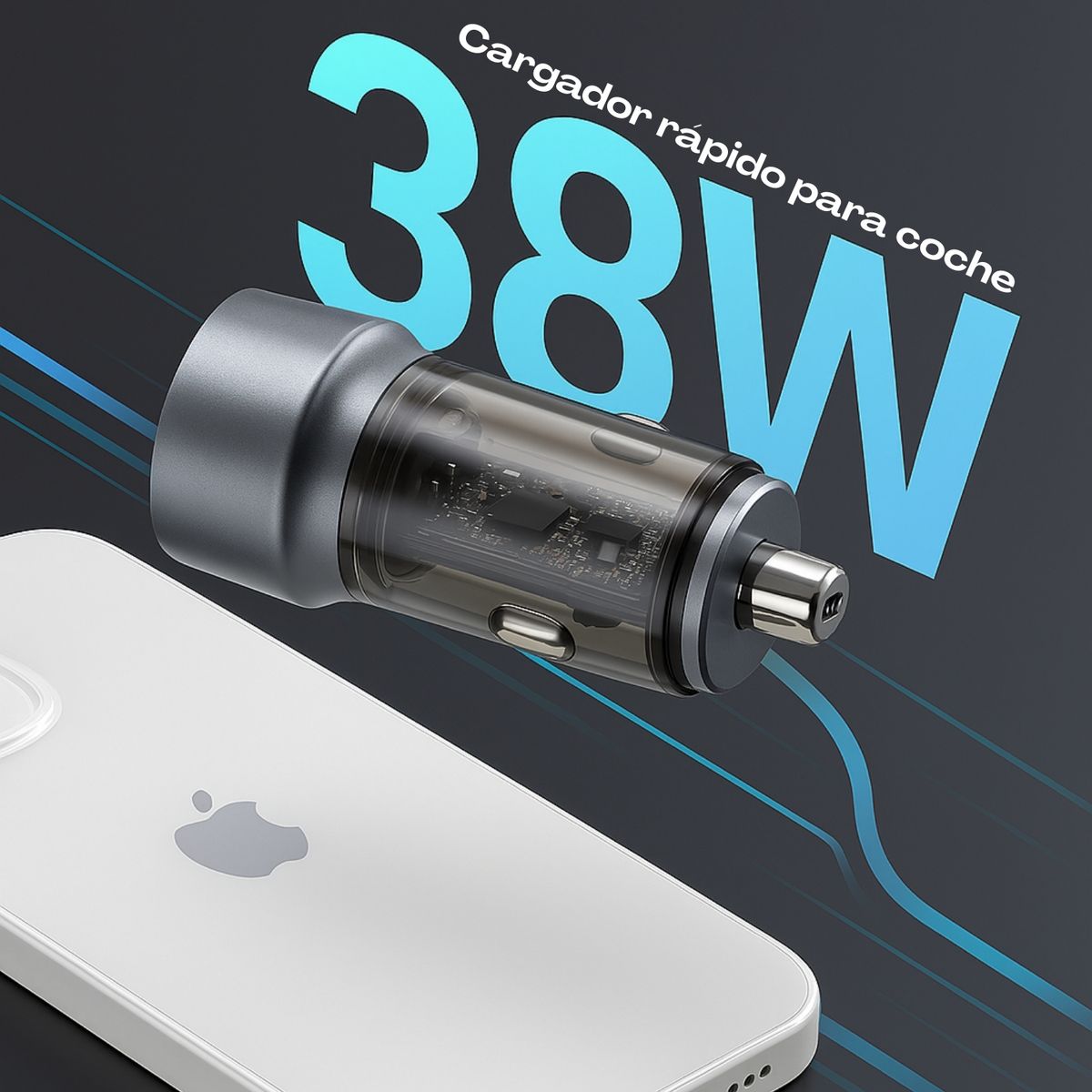 TECH - Cargador Carro Adaptador Tipo C Usb Adaptador Telefono Auto