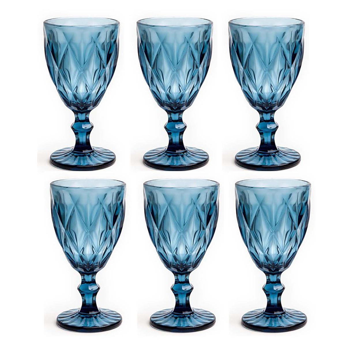 OCT GLASSWARE - SET 6 COPAS VINO AGUA VINTAGE 10 ONZ AZUL
