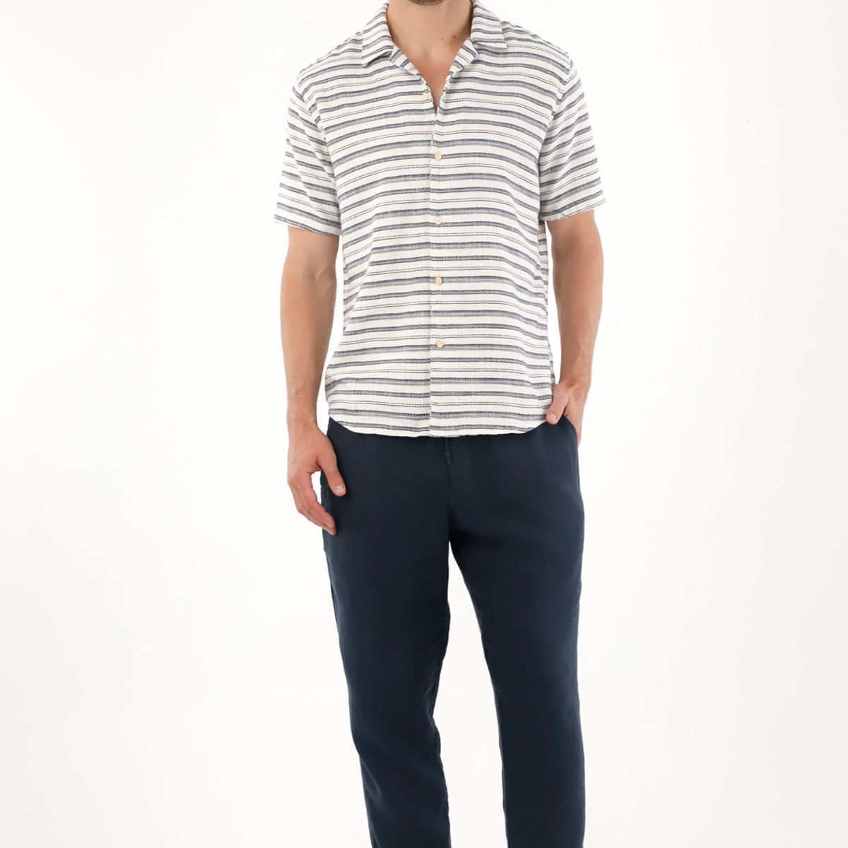 TENNIS - Camisa tipo bowling preteñida a rayas para hombre