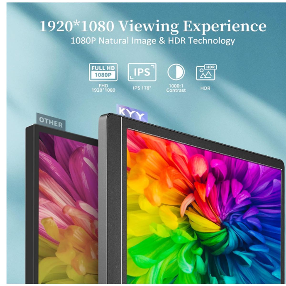 AMERICAN GENERICS - KYY Monitor portátil de 15.6 pulgadas, 1080P FHD USB-C
