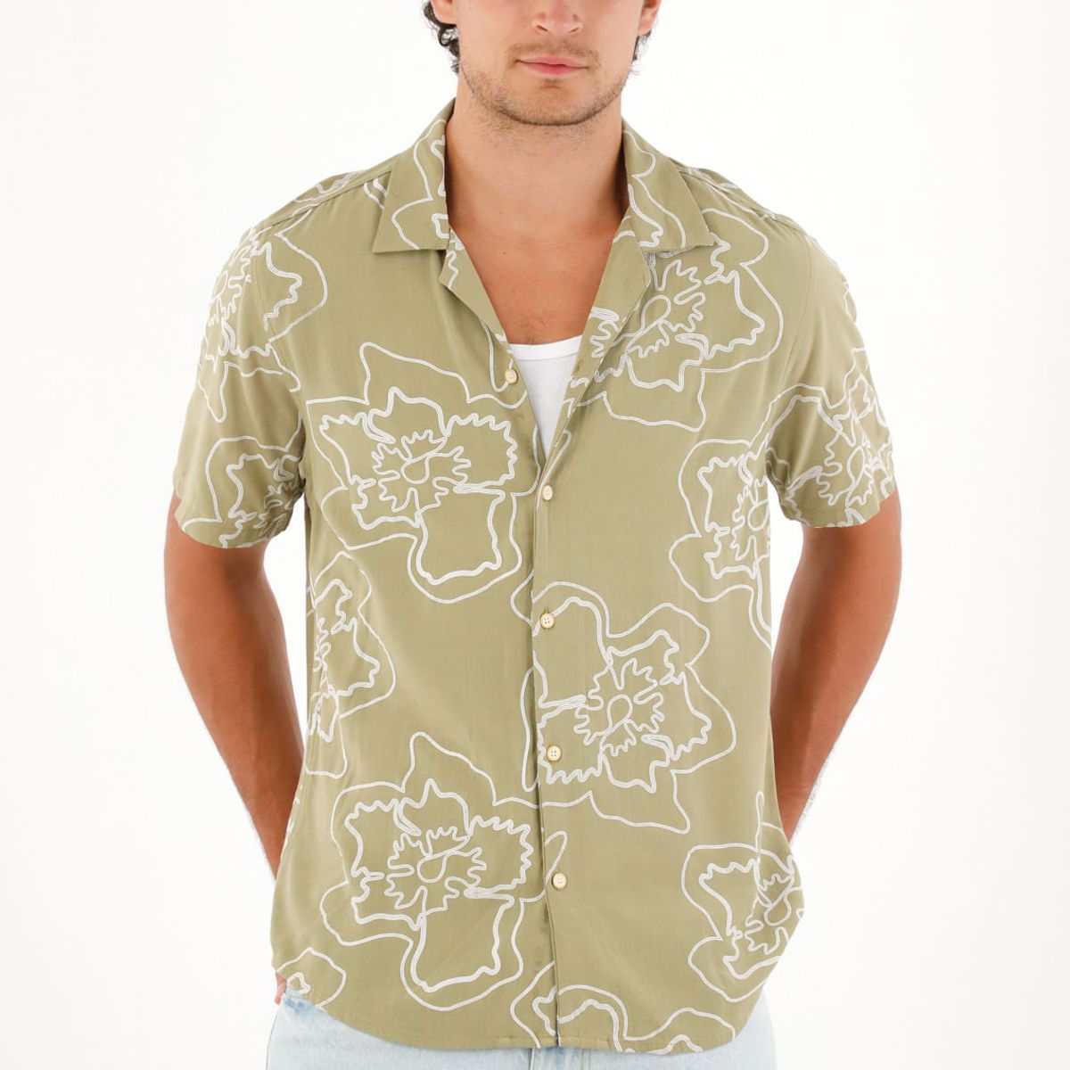 TENNIS - Camisa tipo bowling estampada para hombre