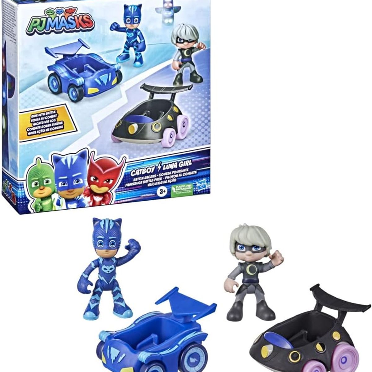 HASBRO - Figura Vehículo Pj Masks Catboy Vs Luna Girl Battle Racers