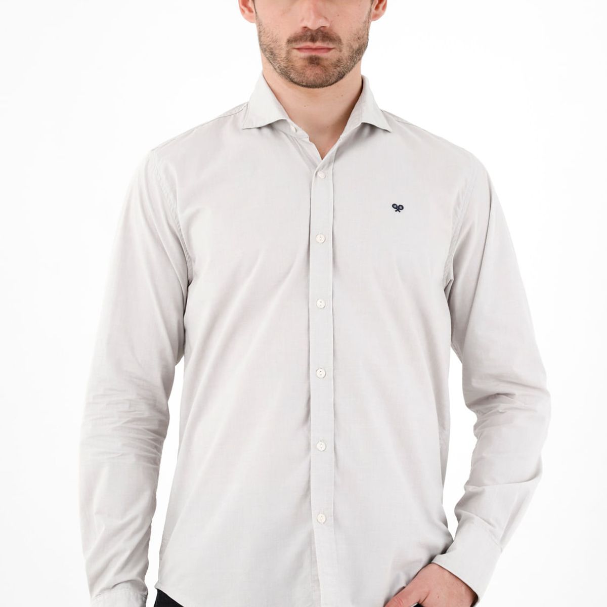 TENNIS - Camisa de tela preteñida gris para hombre