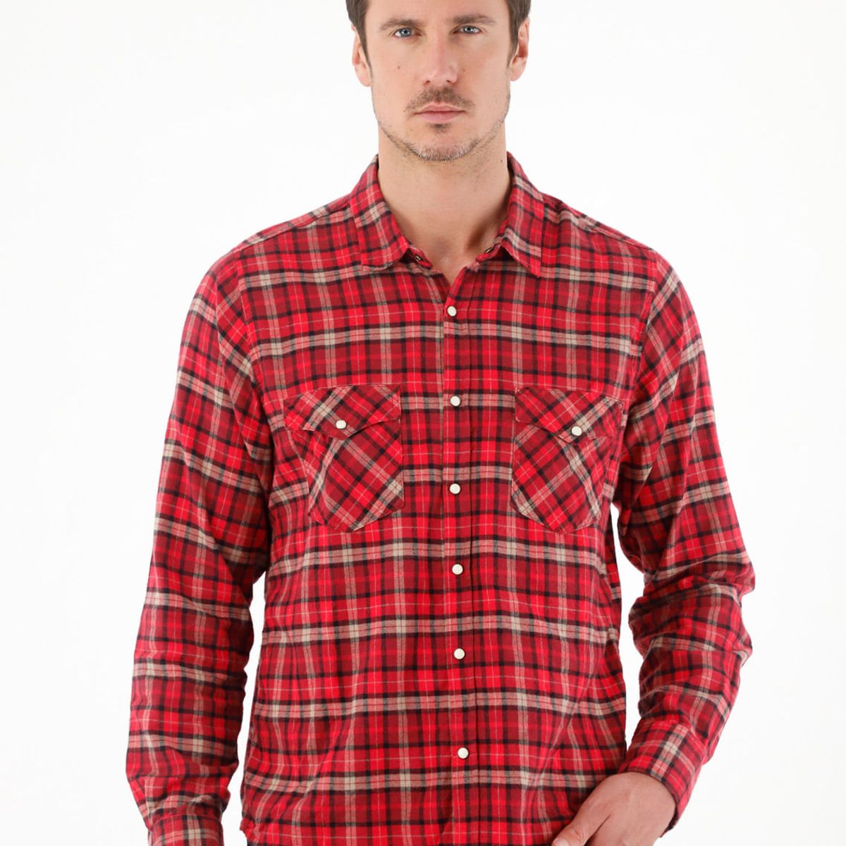TENNIS - Camisa tipo leñadora roja para hombre