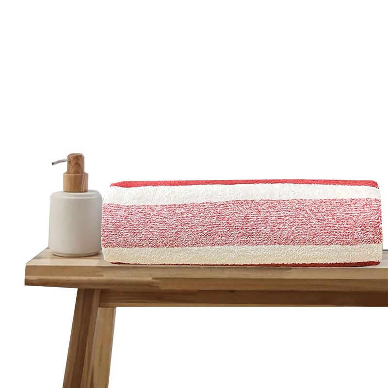 HOMETEX - TOALLA MICROFIBRA RAYAS ROSA