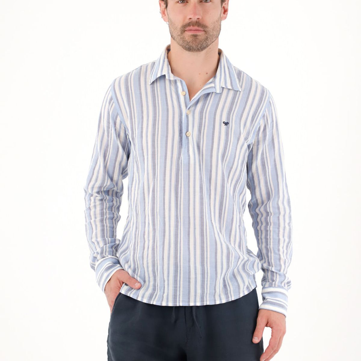 TENNIS - Camisa manga larga con diseño a rayas para hombre