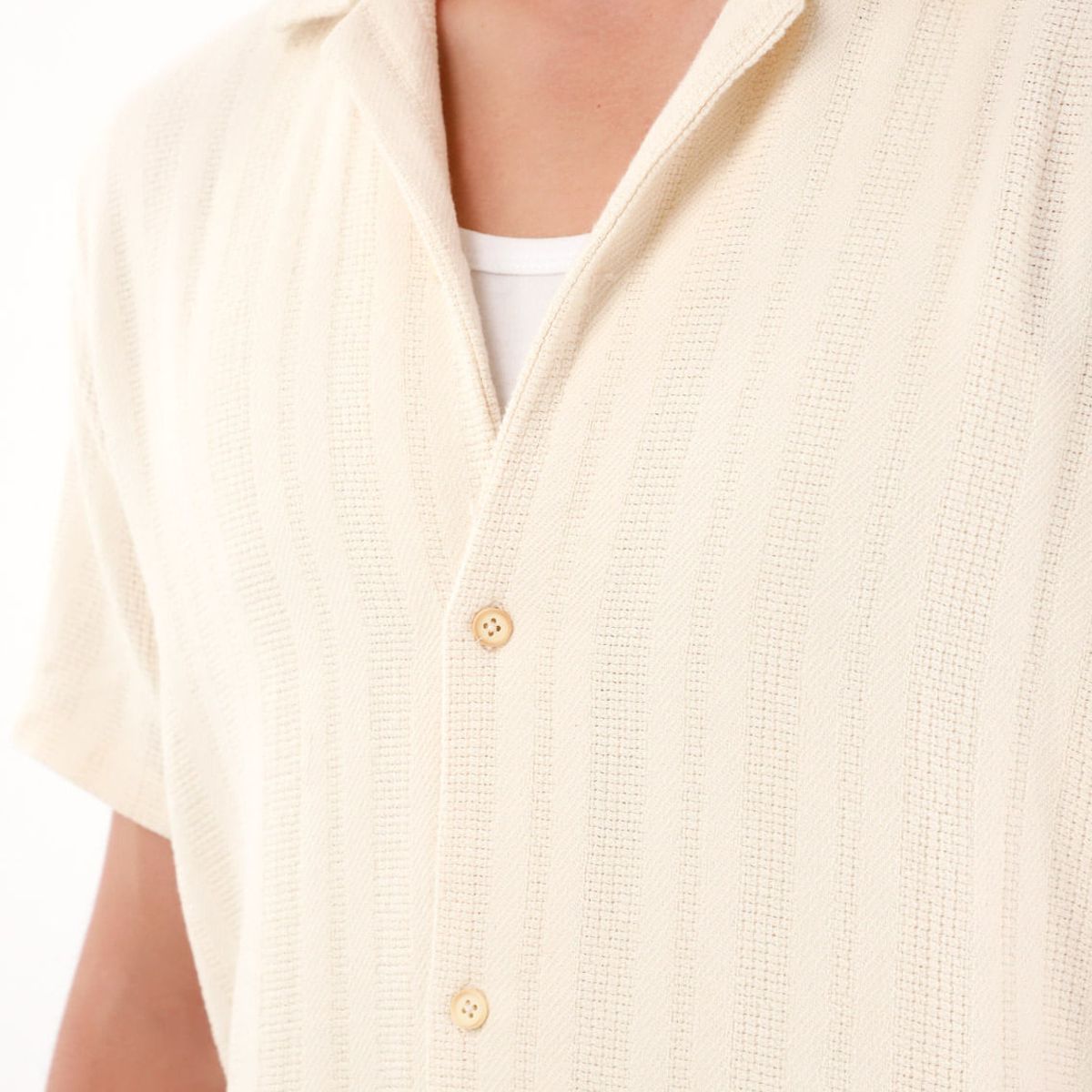 TENNIS - Camisa tipo bowling a rayas crudo para hombre