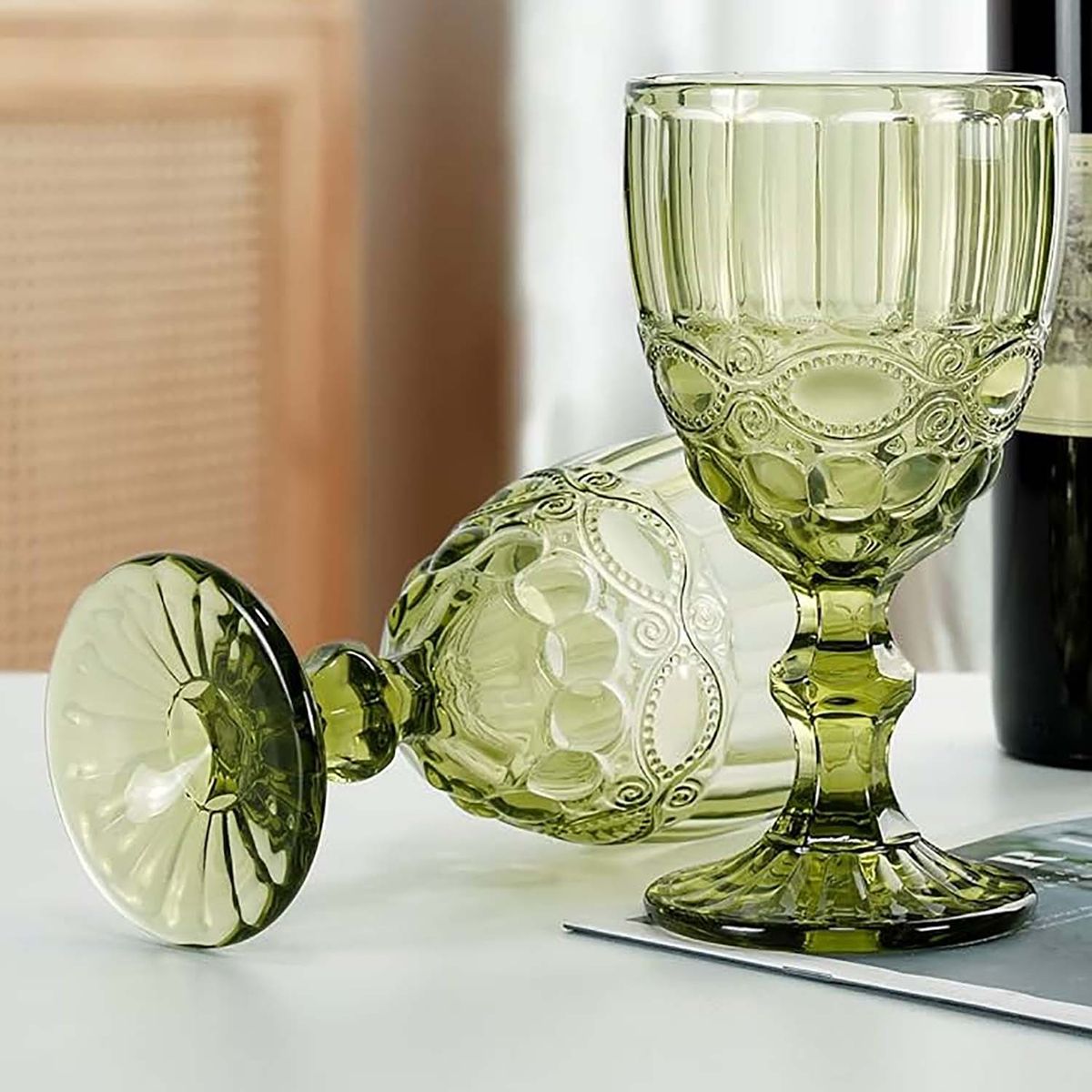 OCT GLASSWARE - SET 6 COPAS VINO AGUA VINTAGE 8 ONZ GREEN