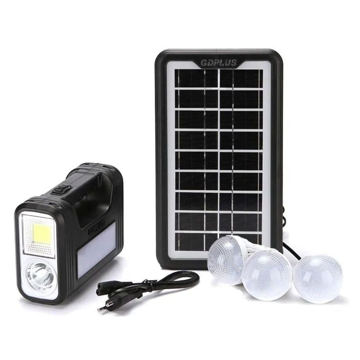 GENERICO - Kit de Iluminación Solar Portátil con 3 Bombillos LED y Panel Solar
