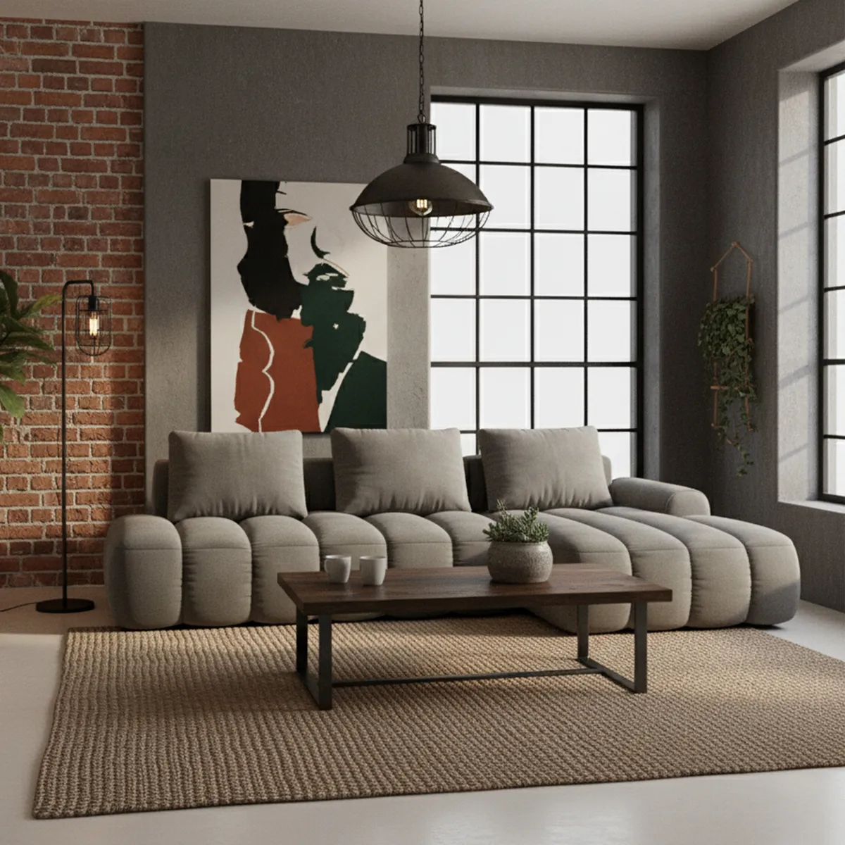 GENERICO - Sofá Moderno en L Betcompras tipo nube Nube tela resistente Gris